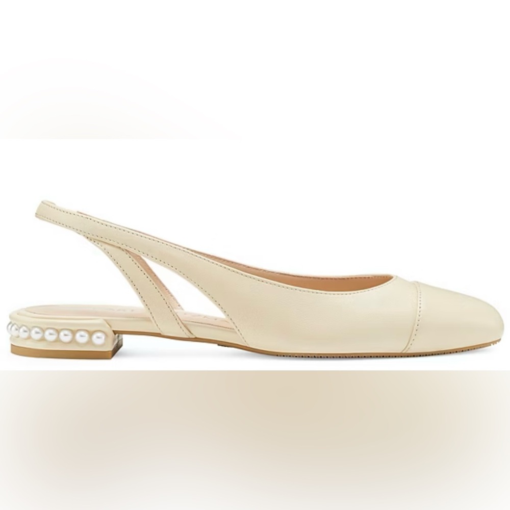 STUART WEITZMAN Pearl Slingback Flats Shoes Cream Heel Size 6 1/2 White